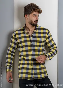 پیراهن چهارخانه(T) زرد مردانه مدل unam