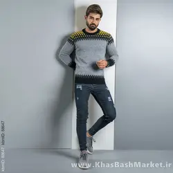 پلیور طوسی زرد(T) مردانه مدل tikal