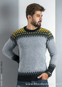 پلیور طوسی زرد(T) مردانه مدل tikal