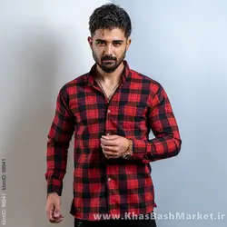 پیراهن چهارخونه مردانه (T) مشکی قرمز مدل amir