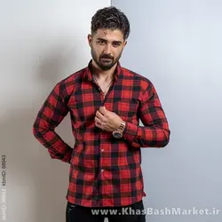 پیراهن چهارخونه مردانه (T) مشکی قرمز مدل amir