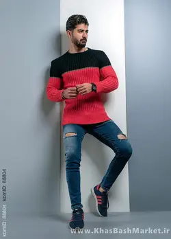 پلیور اندامی (T) صورتی مشکی مردانه مدل Adnan
