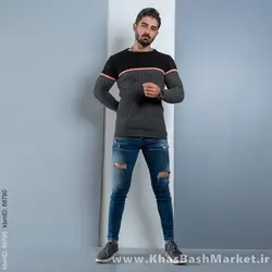 پلیور اندامی (T) ذغالی مشکی مردانه مدل Adnan