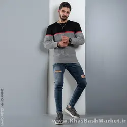 پلیور اندامی (T) طوسی مشکی مردانه مدل Adnan