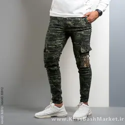 شلوار اسلش طرح نوشته سبز مردانه مدل Wiyan
