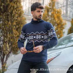 یقه اسکی سرمه ای حاشیه زرد مدل Arja