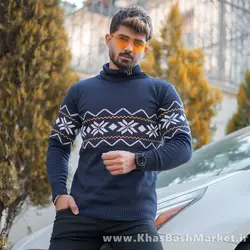 یقه اسکی سرمه ای حاشیه زرد مدل Arja