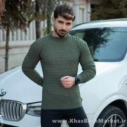 پلیور اندامی زیتونی مردانه مدلotik