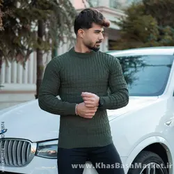پلیور اندامی زیتونی مردانه مدلotik