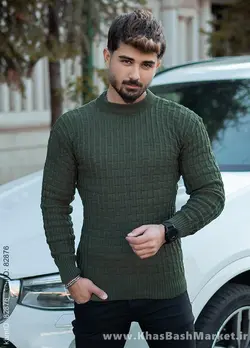 پلیور اندامی زیتونی مردانه مدلotik