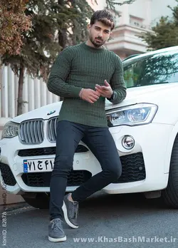 پلیور اندامی زیتونی مردانه مدلotik