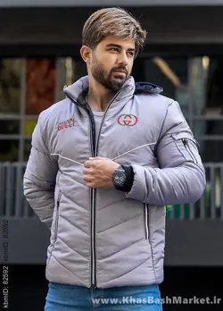 کاپشن مردانه گوچی طوسی مدل D850