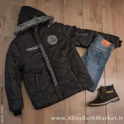 کاپشن مردانه مشکی مدل Versace