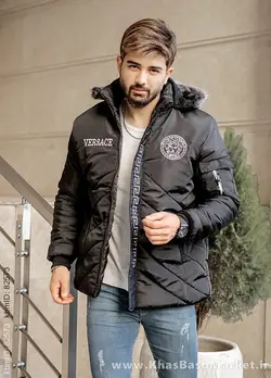 کاپشن مردانه مشکی مدل Versace
