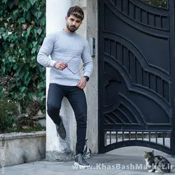 پلیور اندامی طوسی روشن مردانه مدلotik