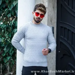 پلیور اندامی طوسی روشن مردانه مدلotik