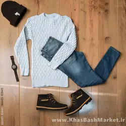 پلیور اندامی طوسی روشن مردانه مدلotik