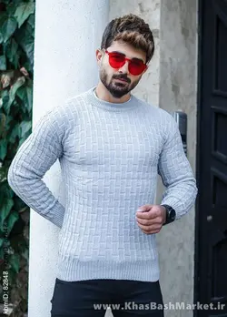 پلیور اندامی طوسی روشن مردانه مدلotik