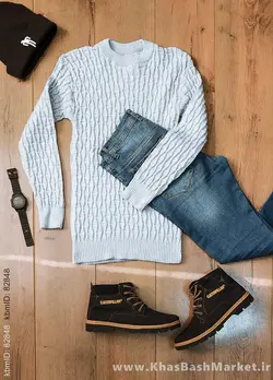 پلیور اندامی طوسی روشن مردانه مدلotik