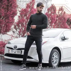 پلیور اندامی ذغالی مردانه مدلotik