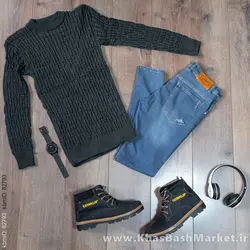 پلیور اندامی ذغالی مردانه مدلotik