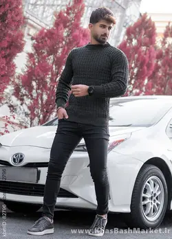 پلیور اندامی ذغالی مردانه مدلotik