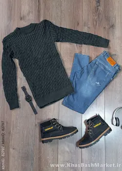پلیور اندامی ذغالی مردانه مدلotik