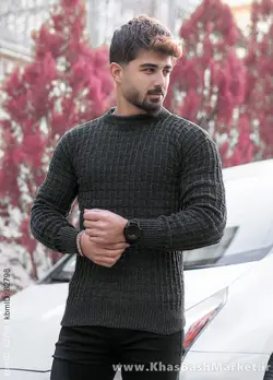 پلیور اندامی ذغالی مردانه مدلotik