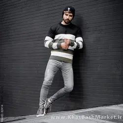 پلیور راه راه سبزسفید مردانه مدل Sosha