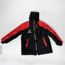 کاپشن مردانه مشکی قرمزمدل LV