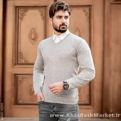 پلیوربافت یقه هفت طوسی مردانه مدلETM