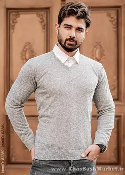 پلیوربافت یقه هفت طوسی مردانه مدلETM
