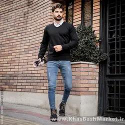 پلیوربافت یقه هفت مشکی مردانه مدلETM
