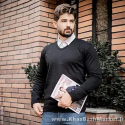 پلیوربافت یقه هفت مشکی مردانه مدلETM
