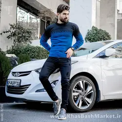 پلیور مردانه دو رنگ آبی مشکی مدلShatel