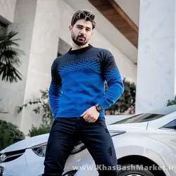 پلیور مردانه دو رنگ آبی مشکی مدلShatel