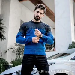 پلیور مردانه دو رنگ آبی مشکی مدلShatel