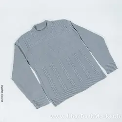 پلیور بافت یقه گرد مردانه طوسی مدل Yoram