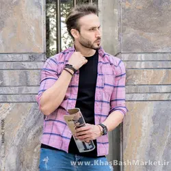 پیراهن چهارخانه(T) درشت صورتی مدل Dgr