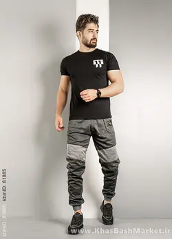 شلوار اسلش مردانه(T) ذغالی طوسی مدل NR60