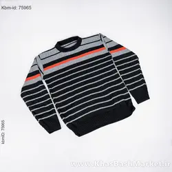 پلیور بافت راه راه طوسی مشکی مدل Hami