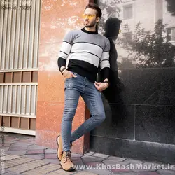 پلیور بافت ۳رنگ یقه گرد مدل AYat