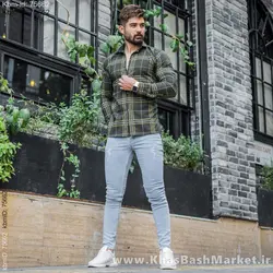 پیراهن چهار خونه سبز مردانه مدل Malin