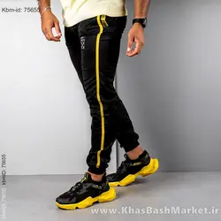 شلوار اسلش مردانه مشکی زرد مدل P62