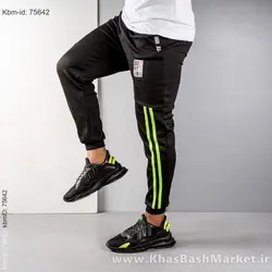 شلوار اسلش مردانه مشکی سبز مدل G52