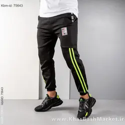 شلوار اسلش مردانه مشکی سبز مدل G52