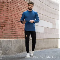 پلیور زاپ دار مردانه سرمه ای مدل solan