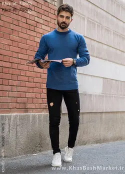 پلیور زاپ دار مردانه سرمه ای مدل solan