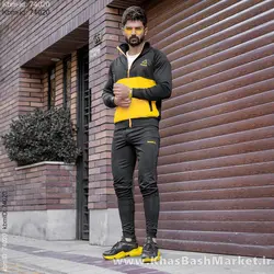 ست سوئیشرت شلوار Reebokمردانه مشکی زرد مدل Anil
