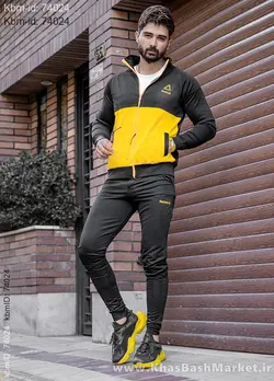 ست سوئیشرت شلوار Reebokمردانه مشکی زرد مدل Anil